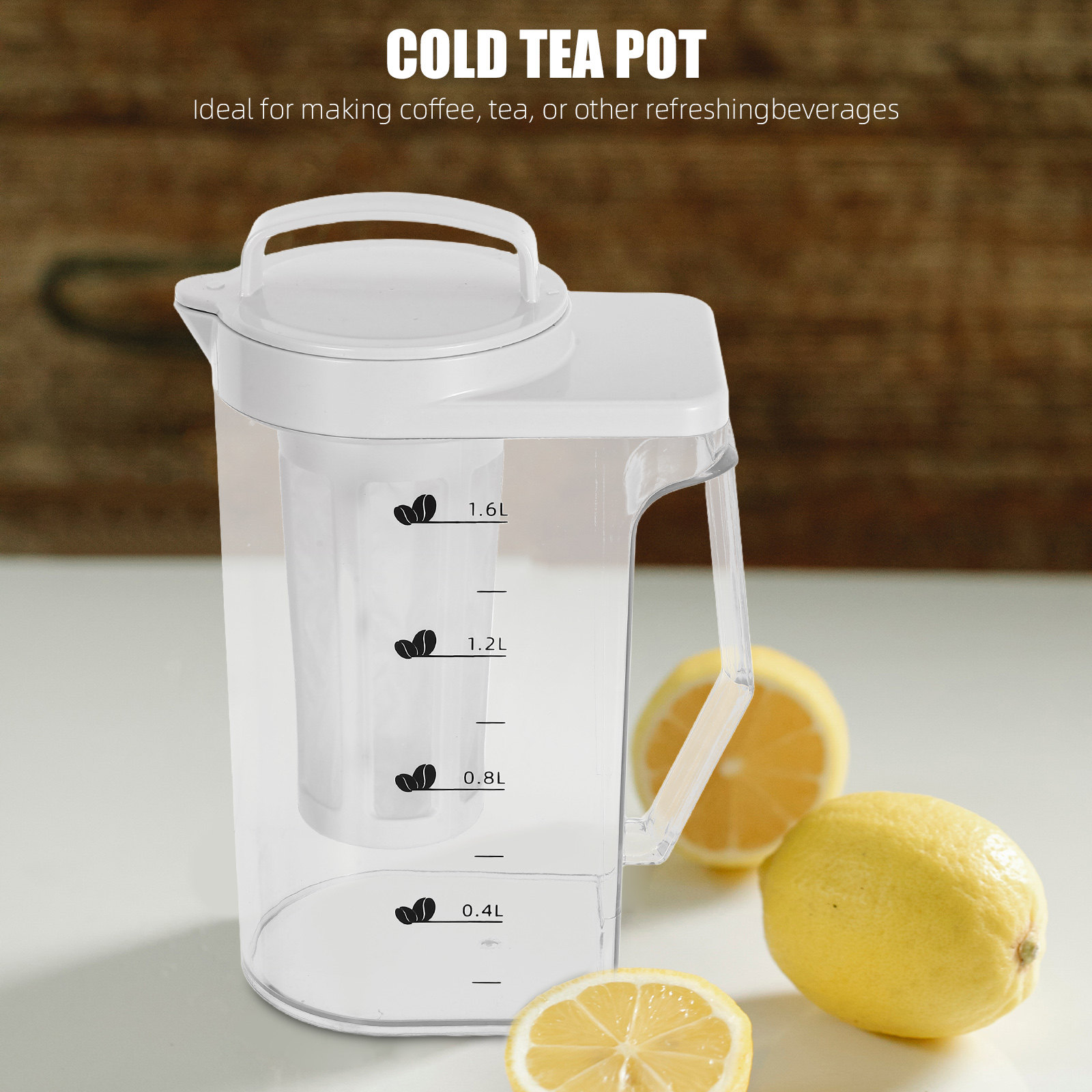 Coffee Tea Brew - Jarra de plástico de 1,6 L