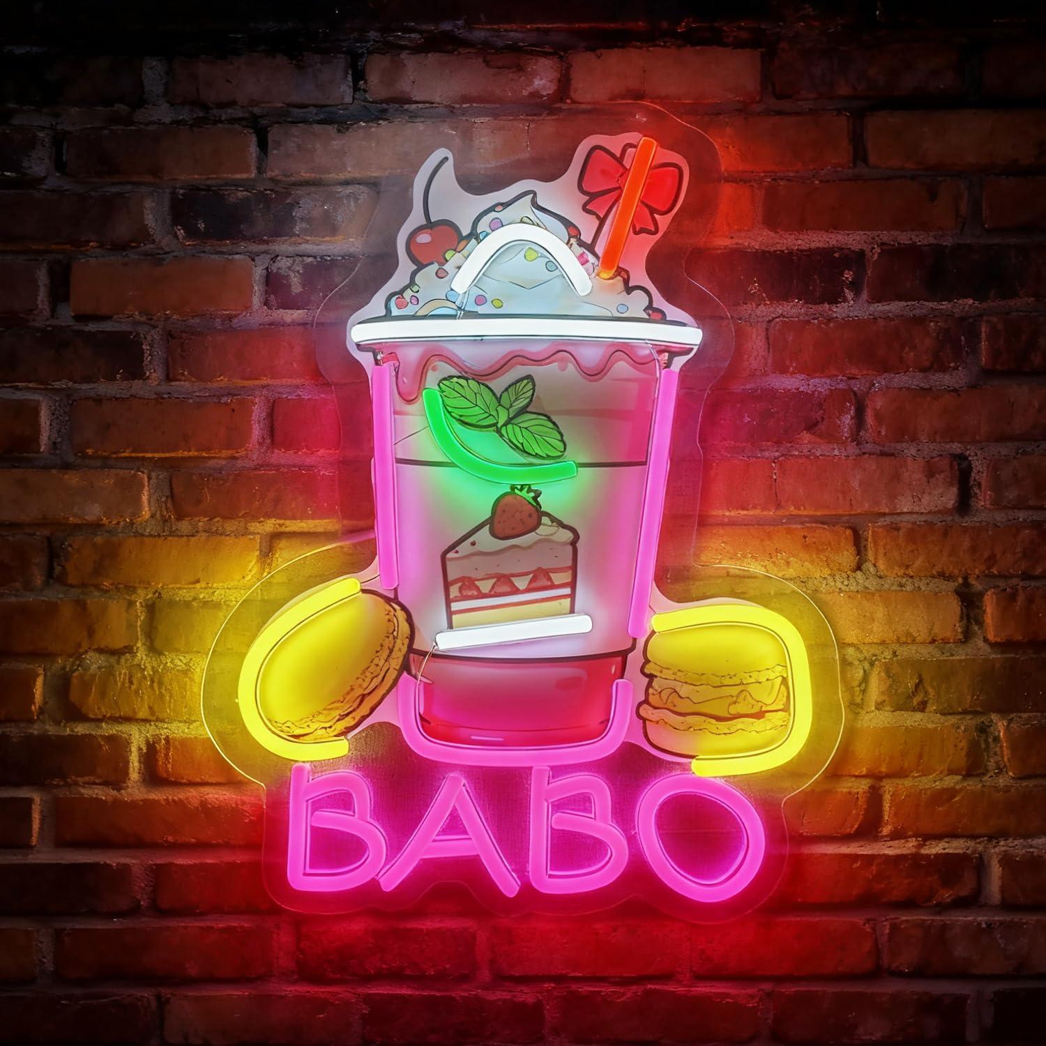 Coffee Tea Neon Sign - Letreiro Neon Boba Bubble Tea, Luz