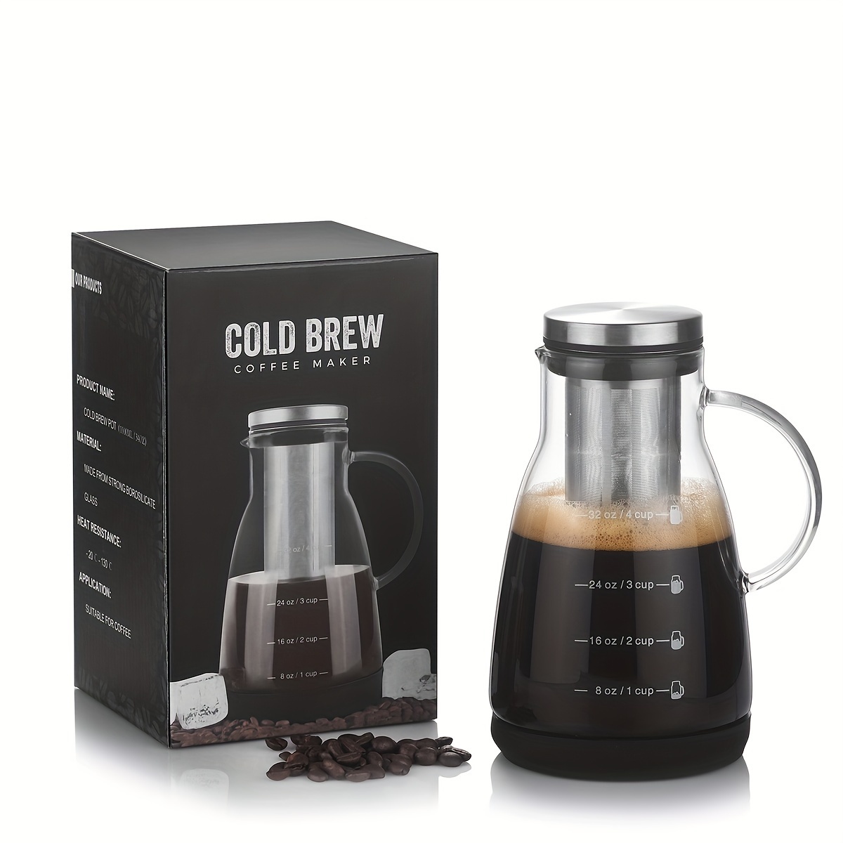 Coffee Tea Brew - Jarra de Vidro Clássica de 24oz