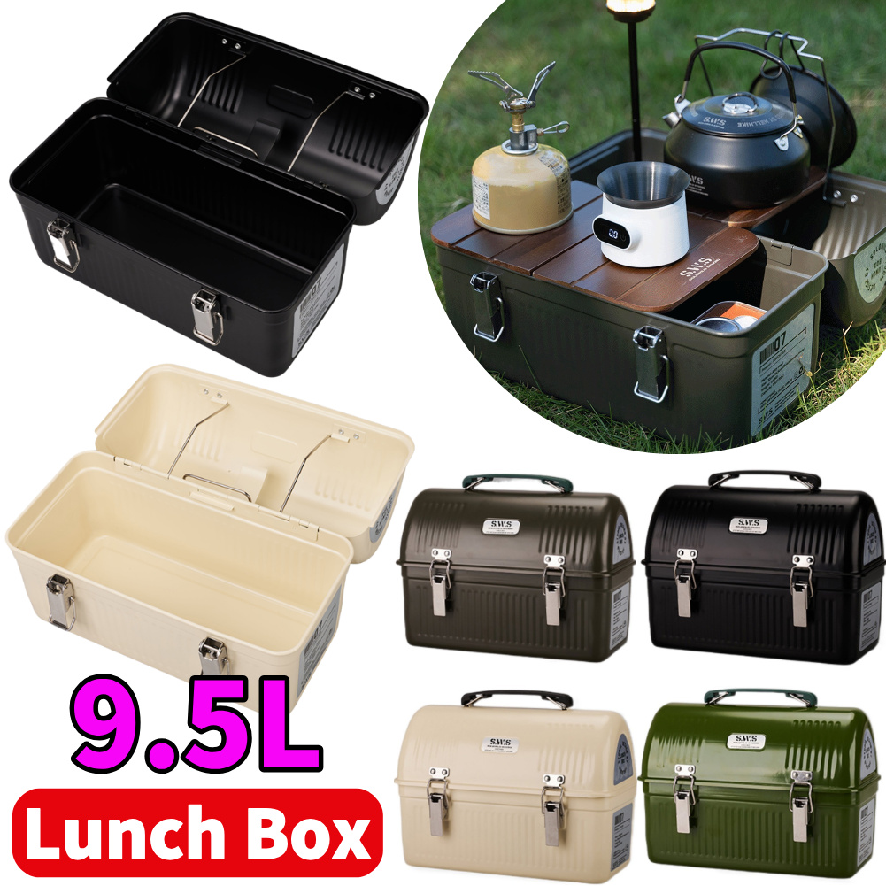 Coffee Tea Drawer Organizer - Lancheira de metal vintage de 9,5l