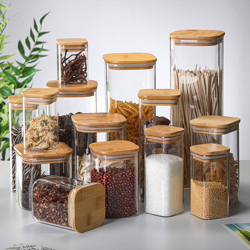 Coffee Tea Drawer Organizer - Transparente Latas De Vidro De Bambu,