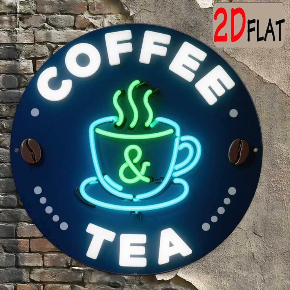Placa de metal redonda com est - Coffee Tea Neon Sign avaliação e preço