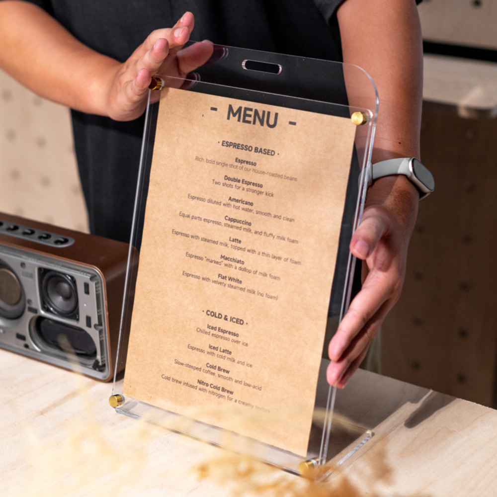 1 pçs a4 expositor acrílico tr - Coffee Tea Menu avaliação e preço