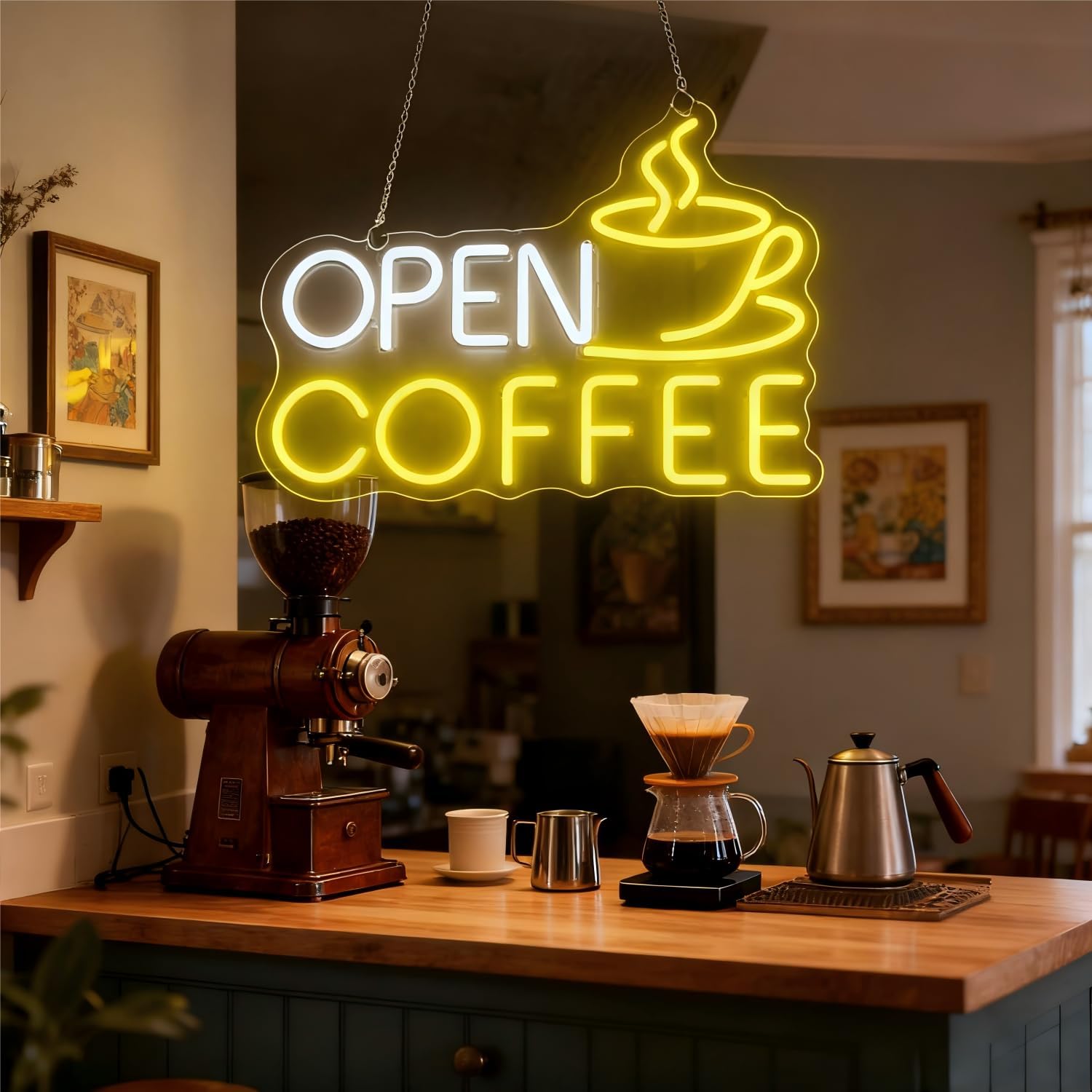Café aberto led sinal de néon  - Coffee Tea Neon Sign avaliação e preço