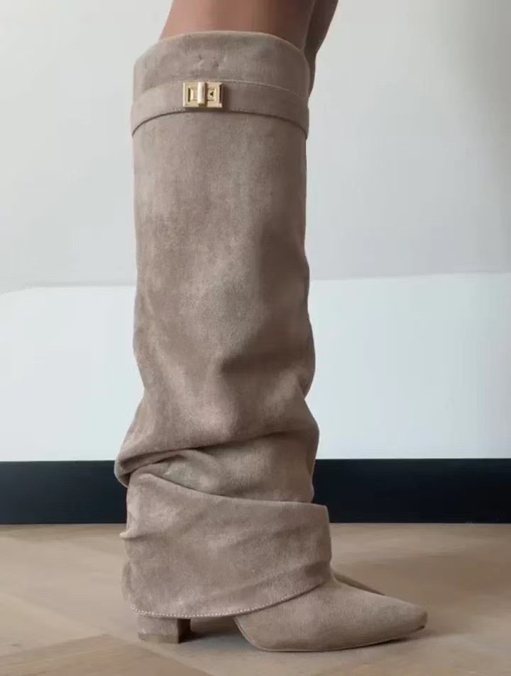 Botas femininas de camurça caf - Coffee Tea Drinks avaliação e preço