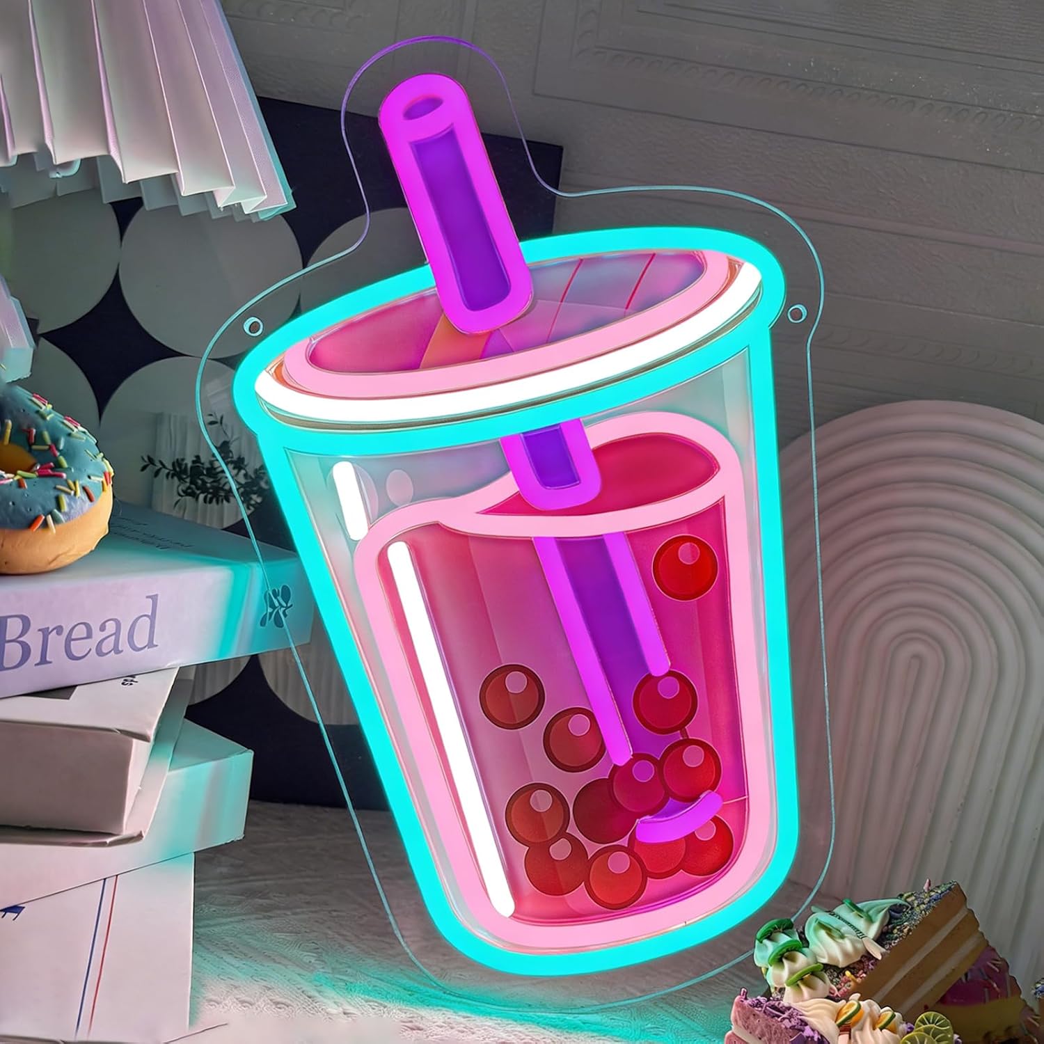 Letreiro Neon Bubble Tea com L - Coffee Tea Neon Sign avaliação e preço